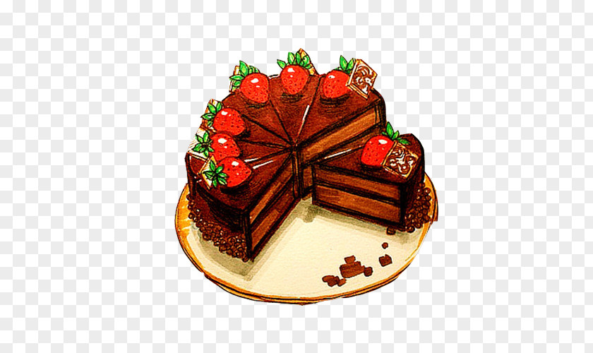 Chocolate Cake Hand Painting Material Picture Sachertorte Fruitcake Pxe2tisserie PNG