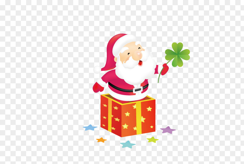 Santa Claus Standing On A Gift Box PNG