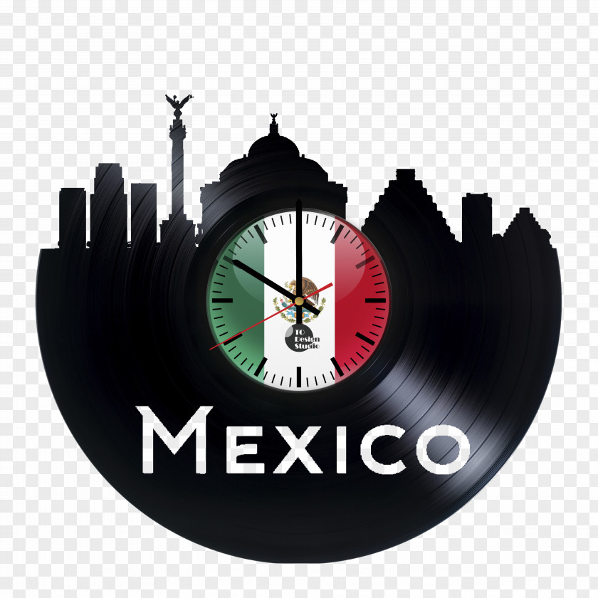 Large Vintage Wall Clock Phonograph Record Mexico Furniture PNG