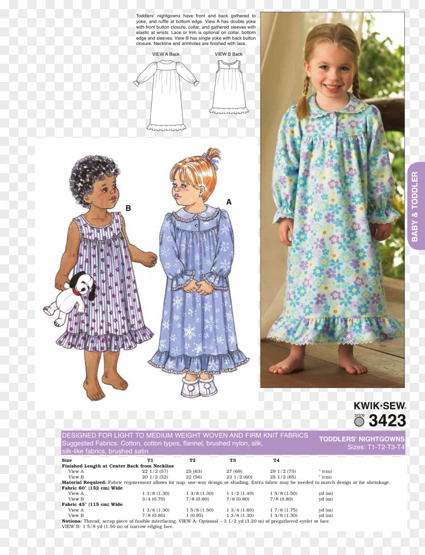 Child Nightgown Pajamas Robe Pattern PNG