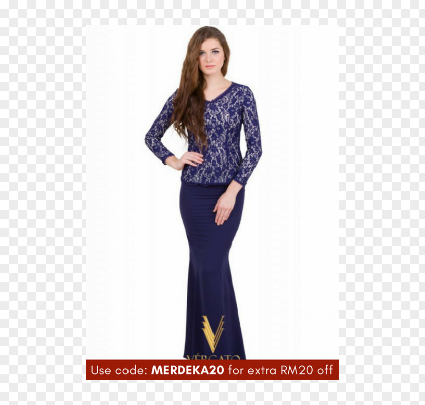 Dress Baju Kurung Navy Blue Cocktail Kebaya PNG