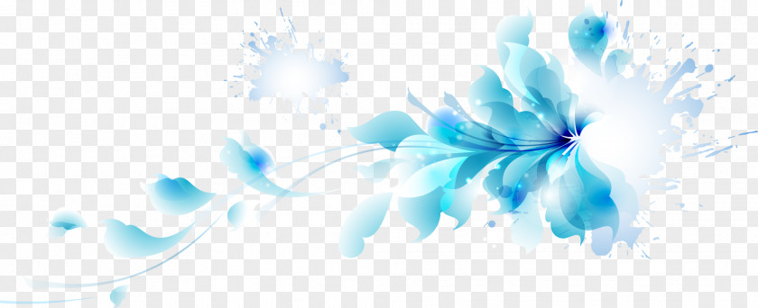 Bright Blue Pattern Material Flower PNG