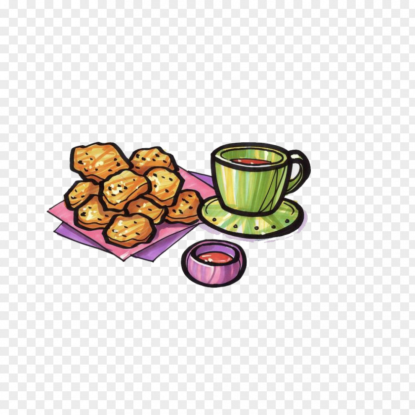 Block Cartoon Food Cuisine Egg Tart Tea PNG