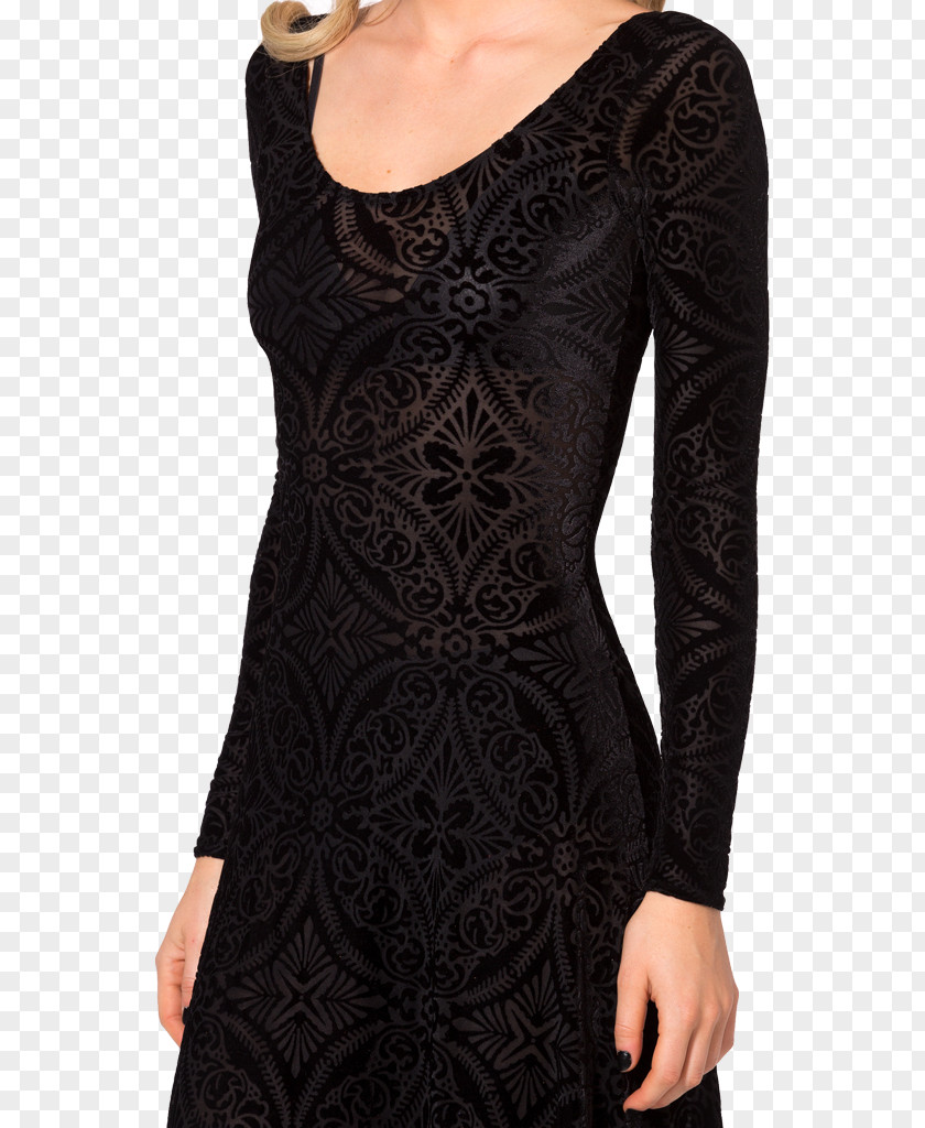 Dress Little Black Velvet Sleeve Evening Gown PNG