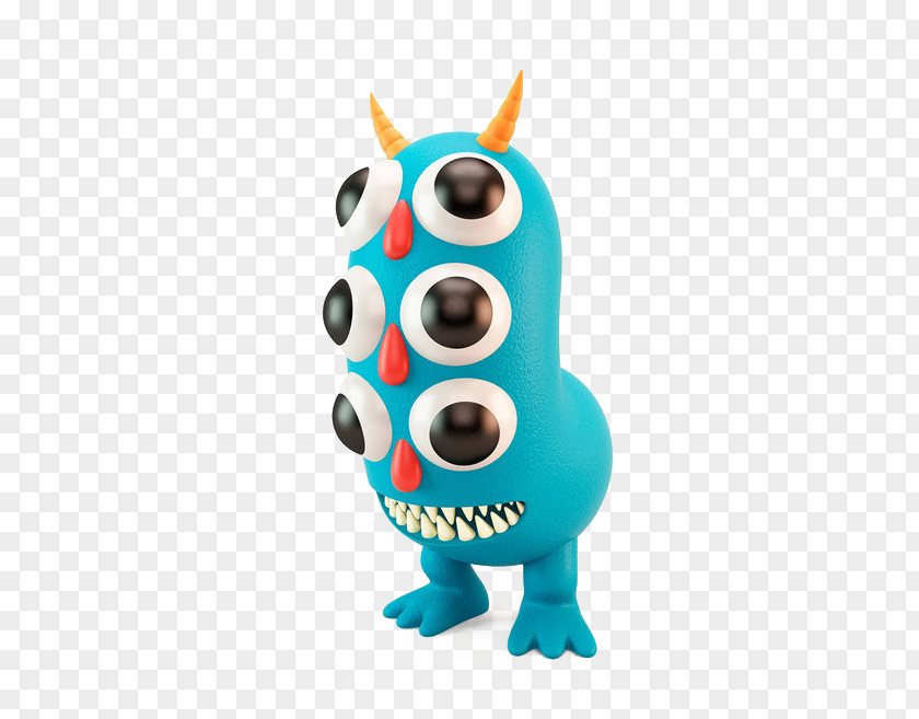 Cartoon Multi-Eyed Monster Illustration PNG