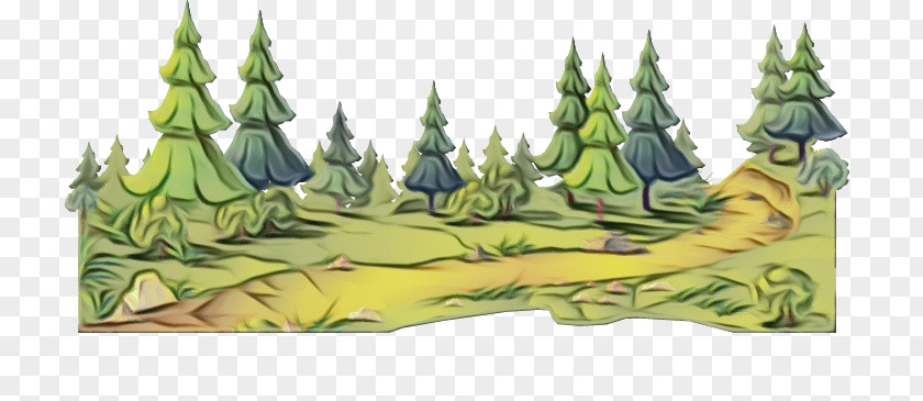 Drawing Watercolor Paint Natural Environment Tree Cartoon Landscape Forest PNG