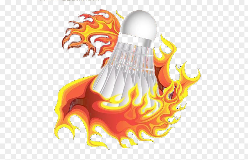 A Ball Of Fire Around Badminton Light PNG