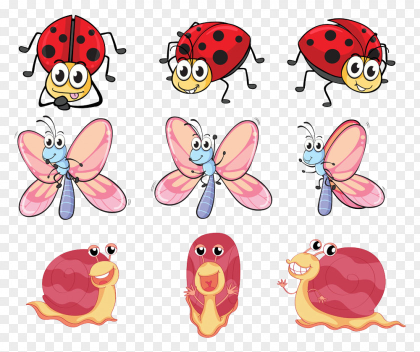 Cartoon Bug Insect Collection Butterfly Clip Art PNG