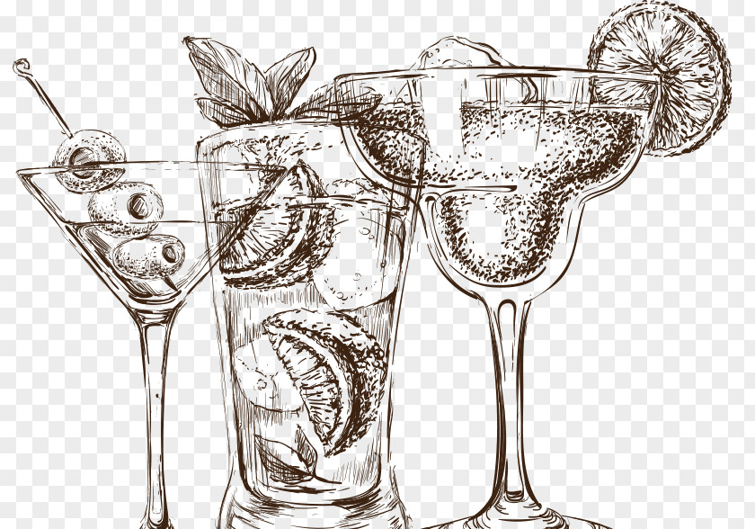 Line Art Tableware Cocktail Cartoon PNG
