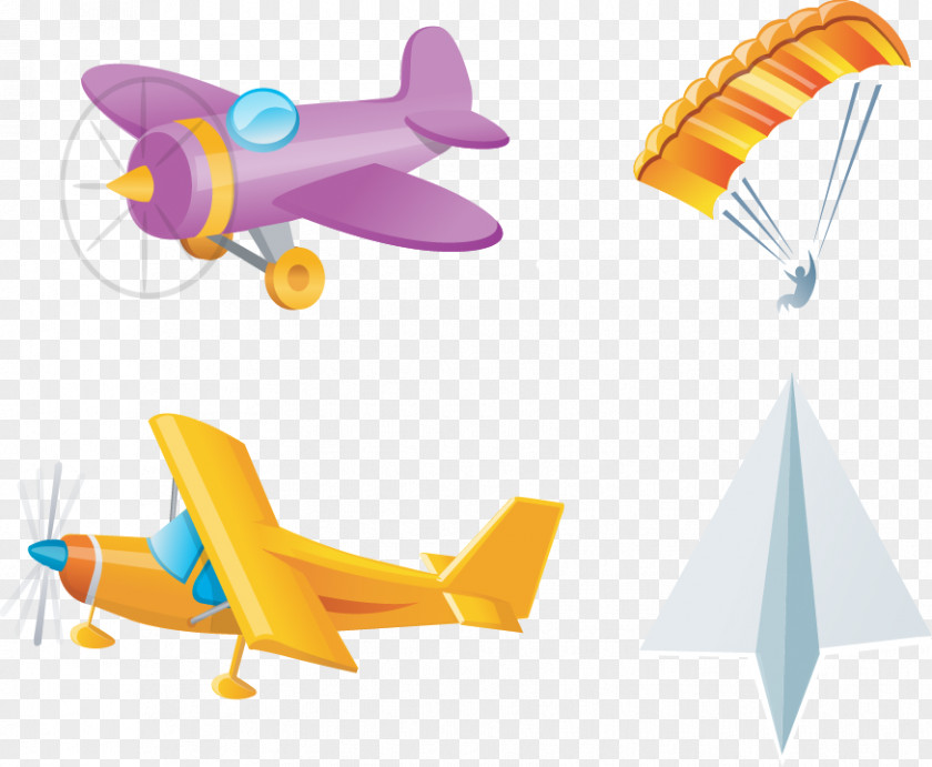 Cartoon Vector Paper Airplane Parachute Propeller Clip Art PNG