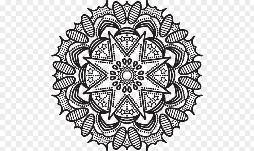 Indian Mandala Black And White Pattern PNG