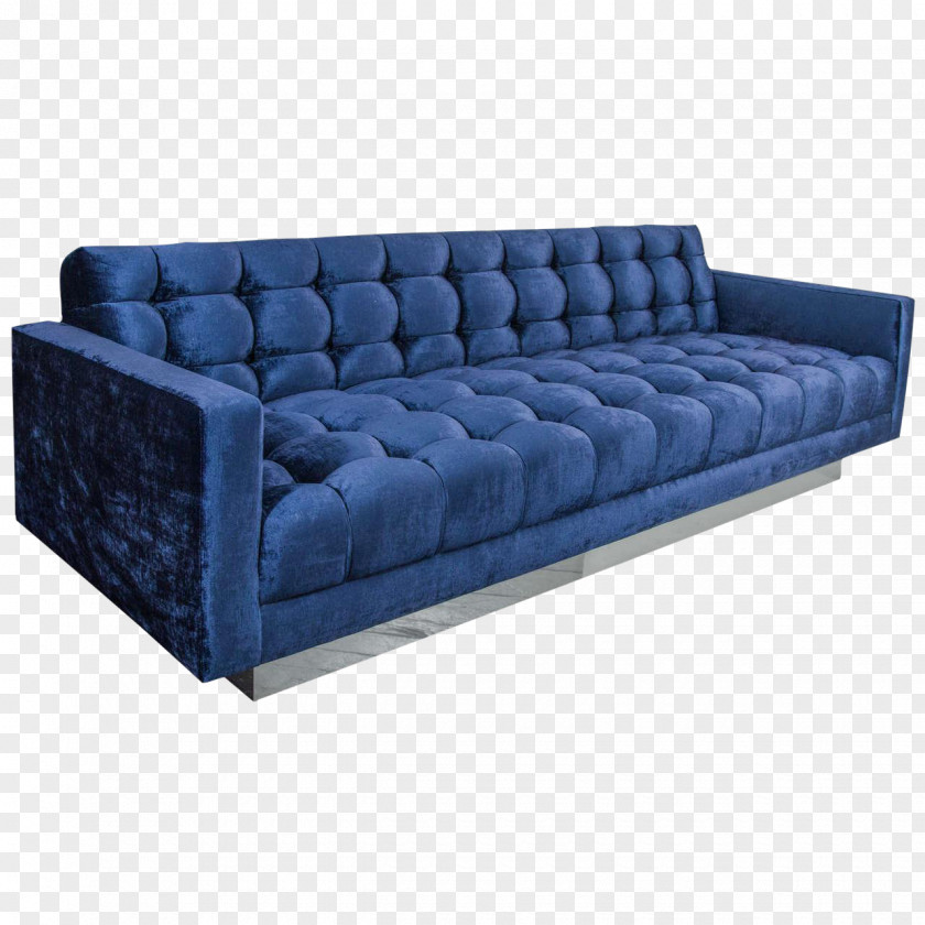 Sofa Bed Cobalt Blue Tufting Couch PNG