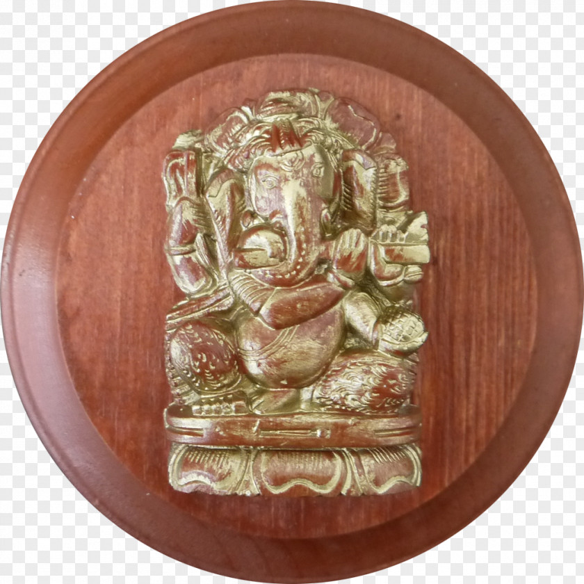 Ganesha Stone Carving Relief Copper Rock PNG