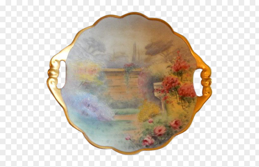 Hand Painted Candy Plate Platter Porcelain Tableware PNG