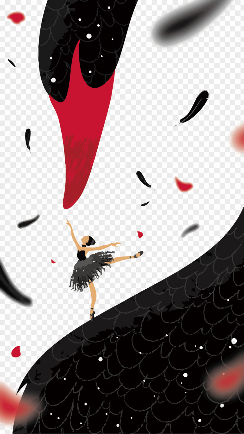 Vector Black Swan Dancer Illustration PNG