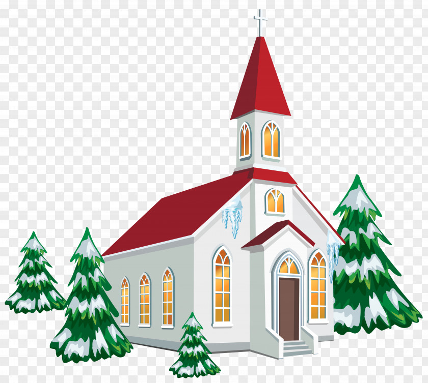 Winter Church With Snow Trees Clipart Image Christmas Service Clip Art PNG