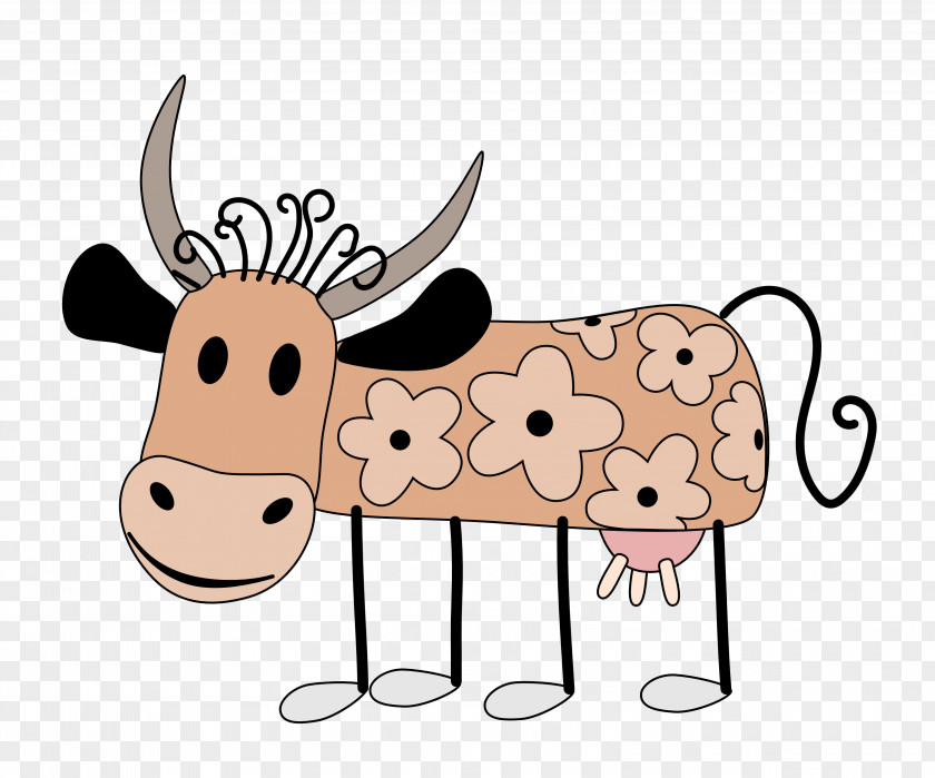 Cartoon Cows Dairy Cattle Agriculture Farm Color PNG