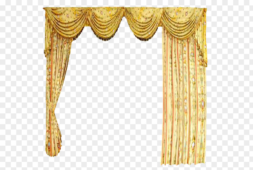 Yellow Floral Curtains Curtain Computer File PNG