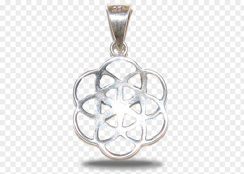 Silver Flower Locket Body Jewellery PNG