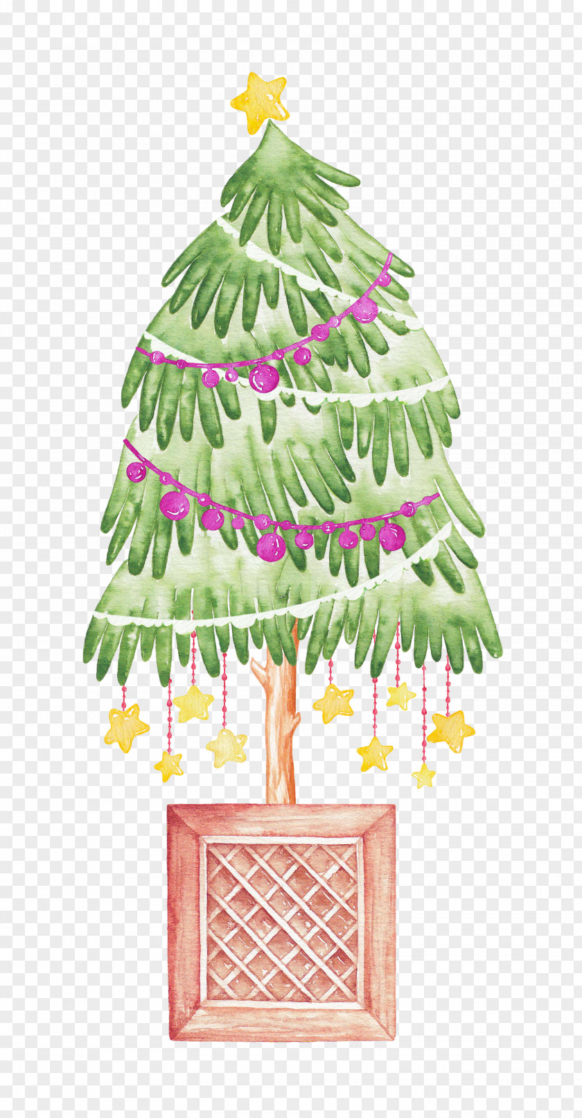 Christmas Tree IPhone X Watercolor Painting Illustration PNG