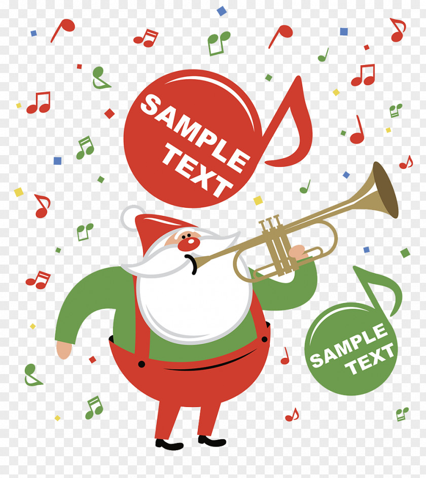 Christmas Promotion Illustration Santa Claus Trumpet PNG