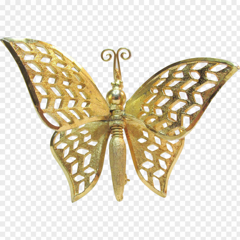 Vintage Gold Butterfly Insect Moth Pollinator Jewellery PNG