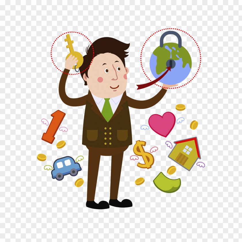 Suit Man Cartoon Illustration PNG