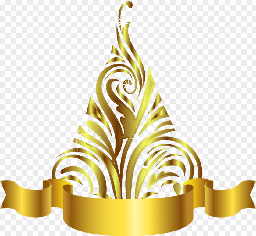 Beautifully Golden Christmas Tree PNG