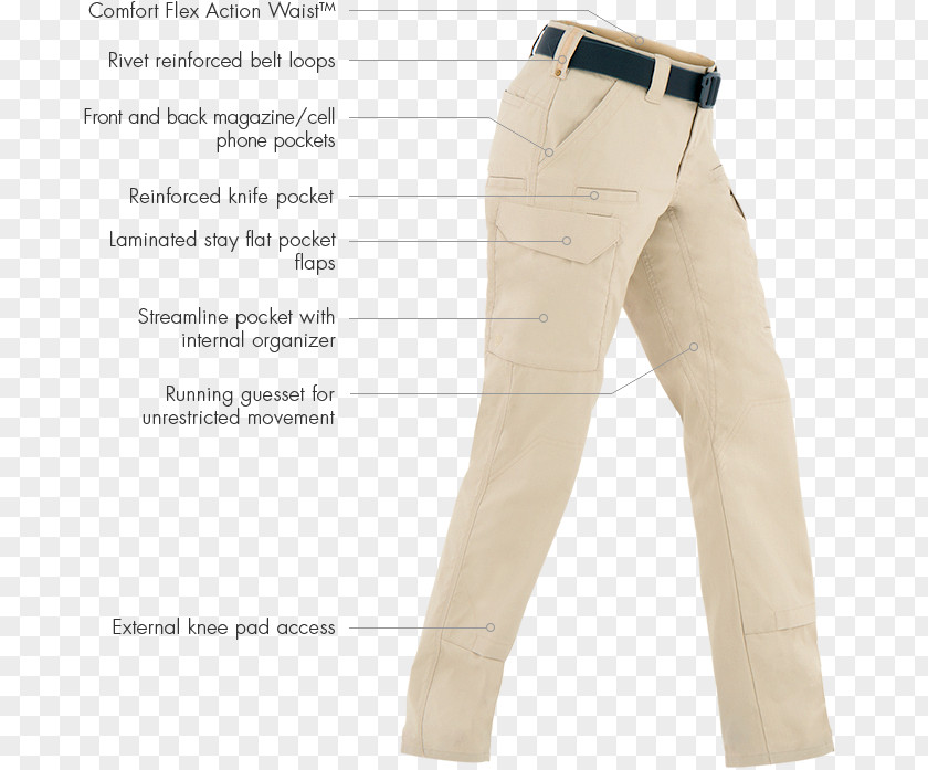 Khaki Tactical Pants Jeans Waist PNG