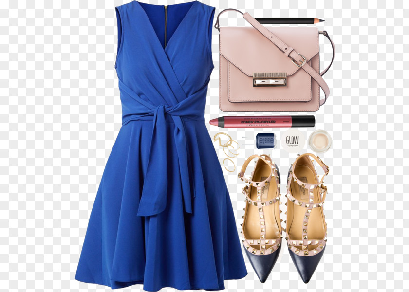 Blue Dress And High Heels Cocktail High-heeled Footwear Shoe PNG