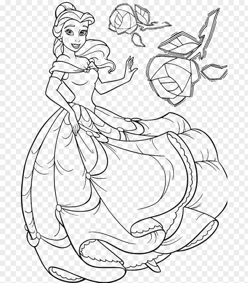 Beauty Compassionate Printing Belle Tiana Beast Coloring Book Disney Princess PNG