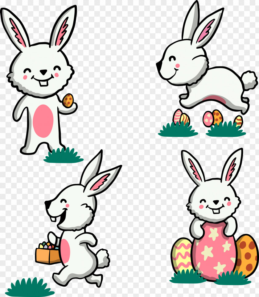 Running Cartoon Rabbit Easter Bunny Domestic European Illustration PNG