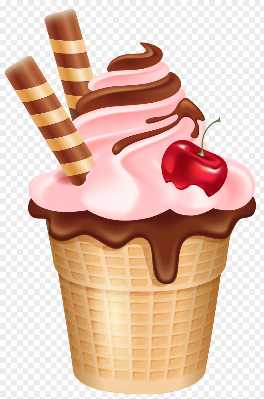 Cherry Ice Cream Cup Cornet Picture Cone Chocolate Clip Art PNG