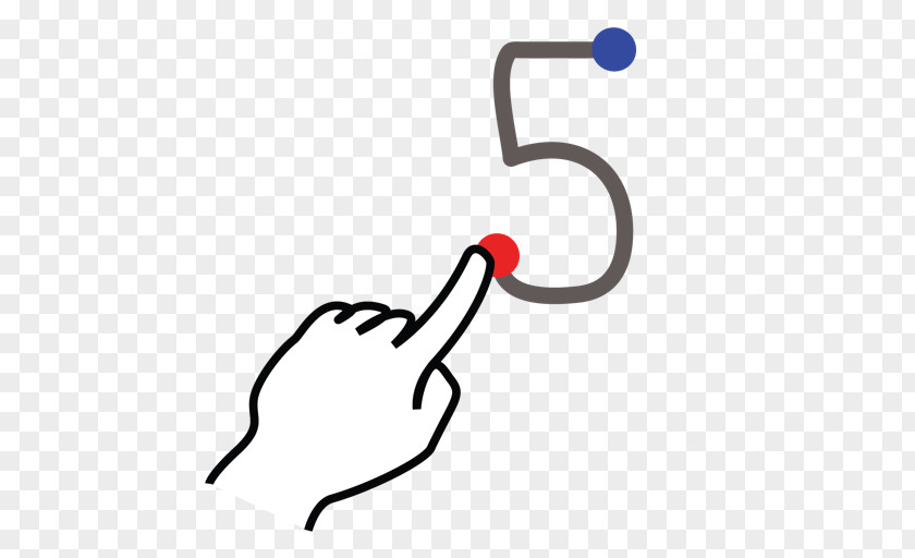 Number 5 Stroke Gesture Open-source Model PNG
