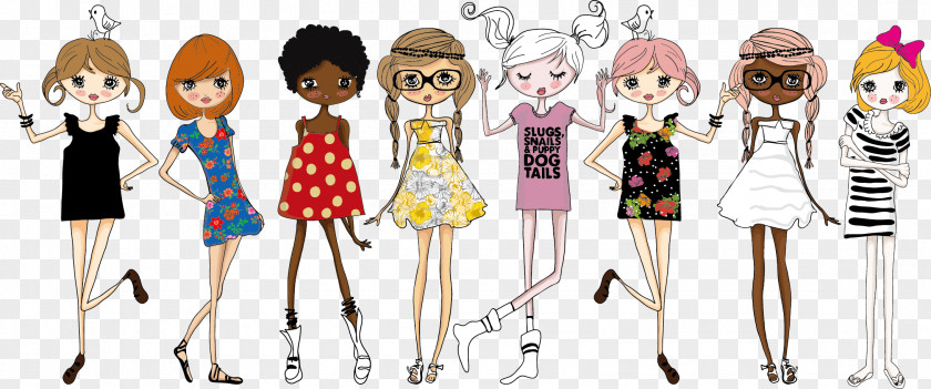 Fashion Cartoon Women Illustration PNG