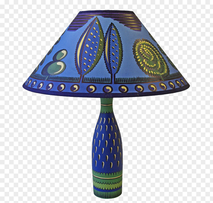 Hand Painted Paper Lamp Shades Cobalt Blue Glass Textile PNG