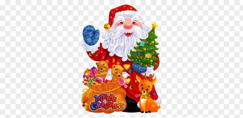 Santa Claus Car Christmas Tree Sticker PNG
