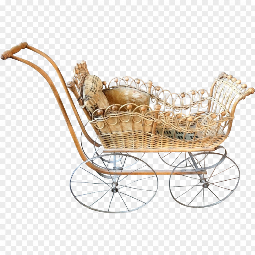 Carriage Doll Stroller Baby Transport Wicker Victorian Era Infant PNG