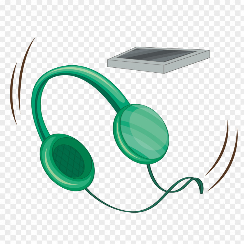 Headset Phone Vector Material Headphones Cartoon Green PNG
