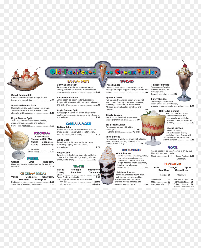 Ice Cream Old Fashioned Frozen Yogurt Menu PNG