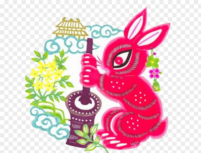 Painted Rabbit Moon U5e7fu5bd2u5bab Mid-Autumn Festival U5ae6u5a25u5954u6708 Change PNG