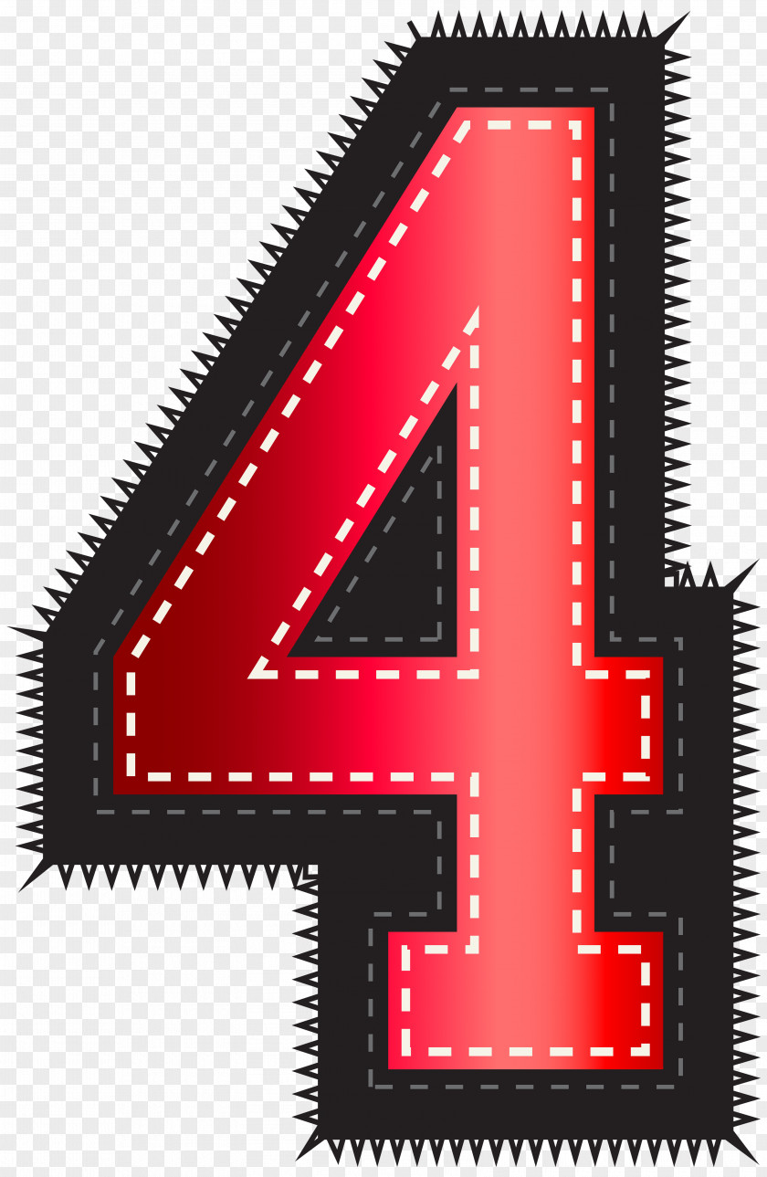 Red Sport Style Number Four Clip Art Image PNG
