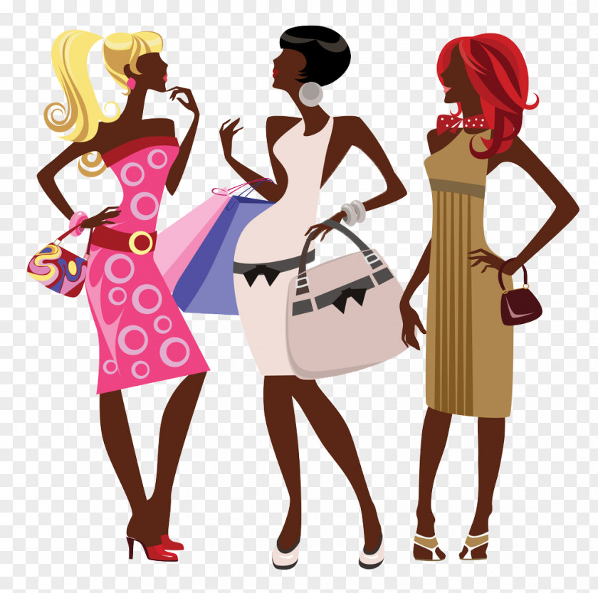 Three Creative Cartoon Faceless Woman PNG