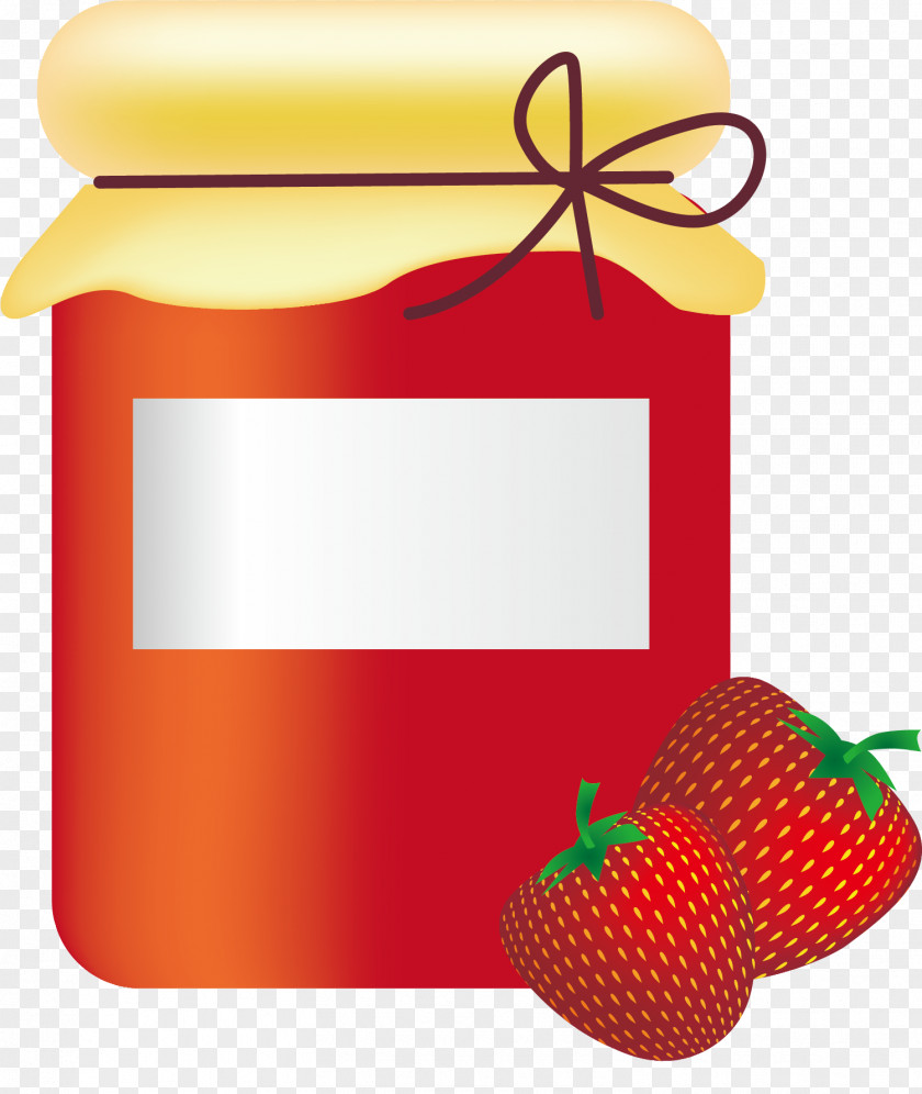 Hand Painted Red Jar Strawberry Fruit Preserves PNG