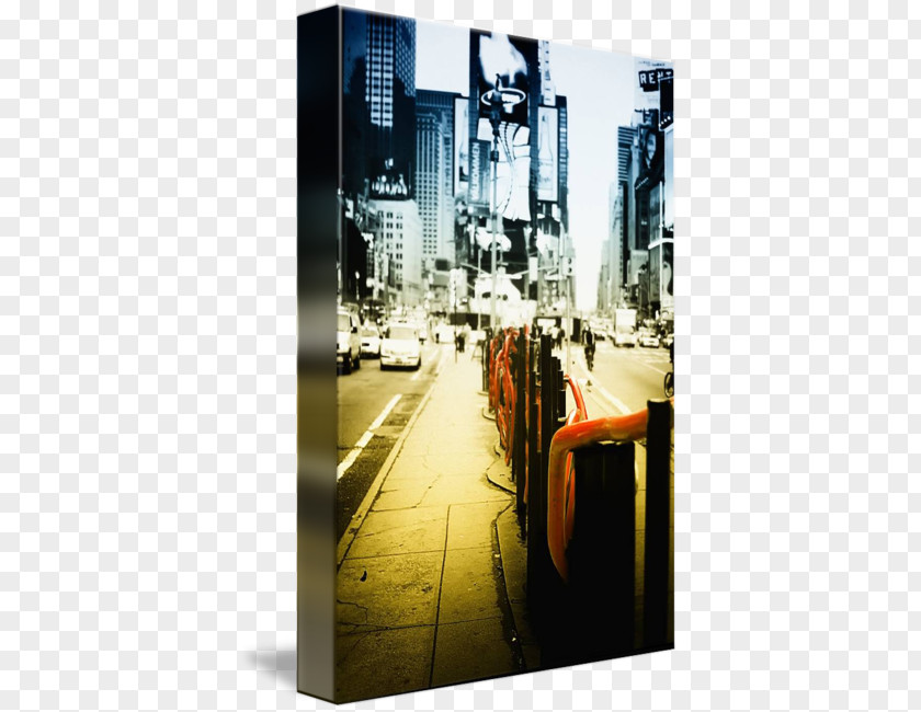 Time Square Theater District Black And White Photography Canvas Print PNG