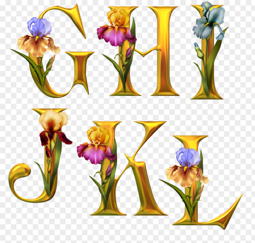 Flower Alphabet Letter Floral Design Render PNG