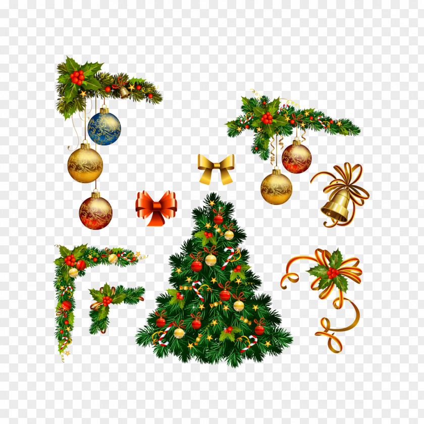 Vector Christmas Tree And Ball PNG