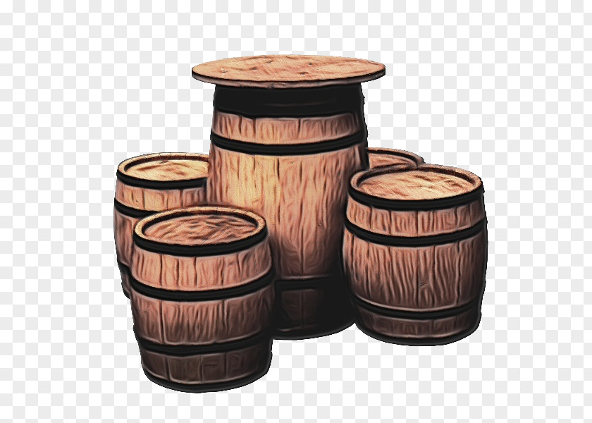 Barrel Rain Wood Drum Table PNG