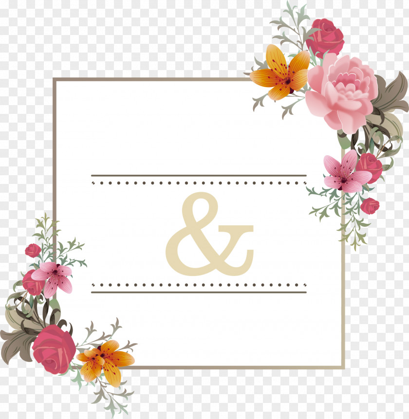Pink Fresh Flower Frame Wedding Invitation Greeting Card Get-well E-card Clip Art PNG