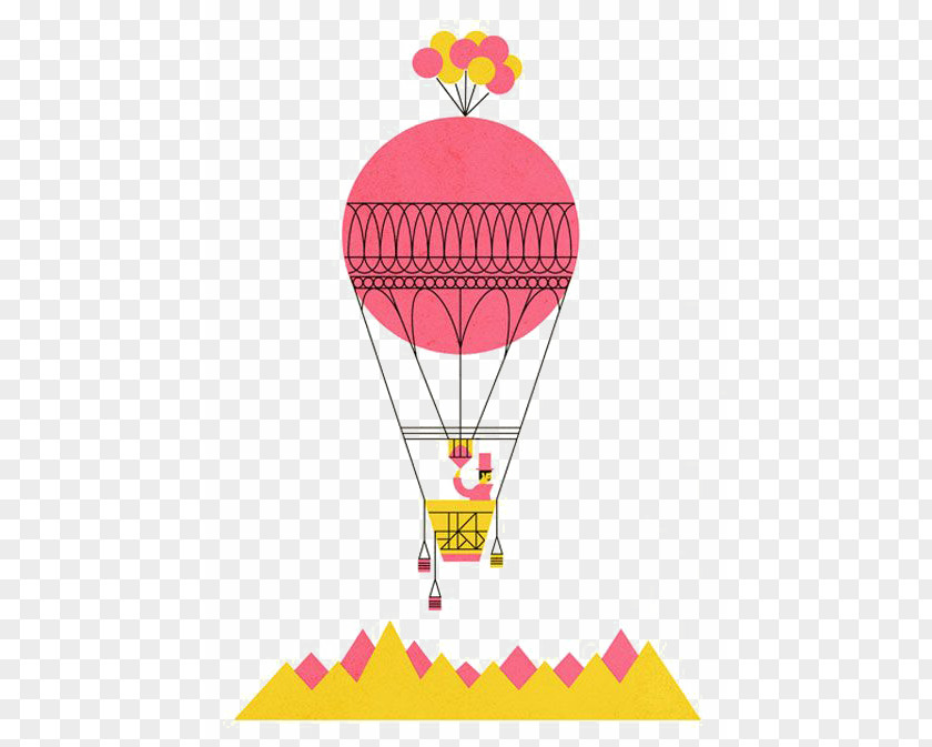 Cartoon Hot Air Balloon Flight Drawing Illustration PNG